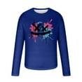 thumbnail image 4 of SOOMLON Halloween Shirts Men Plus Size Long Sleeve Pumpkin Apparel Crewneck Hand Prints Bats Outfits Spider Ghost Themed Clothing Witch Hat Witch Party Attire Blue L, 4 of 4