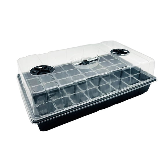 Seedling Trays Seed Starter Tray, 1-Pack Mini Propagator Plant Greenhouse Grow Kit with Humidity Vented Domes and Base for Seeds' Starting (40 Cells Per Tray), Black