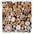 thumbnail image 2 of Rustic Shower Curtain, Wooden Logs Background Circular Shaped Oak Tree Life and Growth Theme, Fabric Bathroom Set with Hooks, 69W X 70L Inches, Pale and Sand Brown, by Ambesonne, 2 of 2