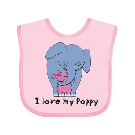 

Inktastic I Love my Poppy Elephant Blue Pink Girls Baby Bib