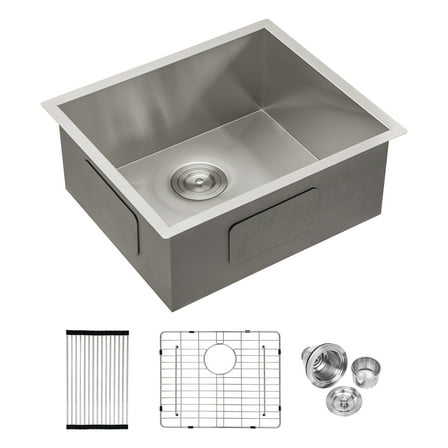 CoSoTower 23 Inch Undermount Sink - Single Bowl Stainless Steel Kitchen Sink 18 Gauge 9 Inch Deep Kitchen Sink Basin
