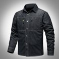 thumbnail image 2 of Men Coats Vintage Shirt Cotton Denim Shirt Shirt Long Sleeve Long Sleeve T Shirt Classic Stylish Business Overcoat, 2 of 4