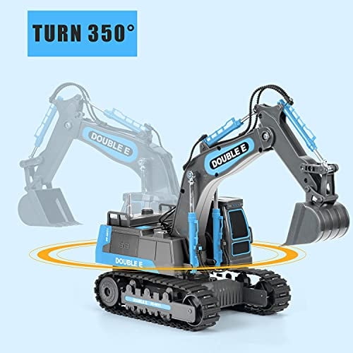 DOUBLE E Control Remoto Excavadora Juguete 2 Baterías Digger Hidráulica Construcción Vehíc Double E DOUBLE E