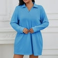thumbnail image 5 of Hueook Fall Dresses for Women Solid Color Long Sleeved Plus Size Dress Blue 2X, 5 of 7
