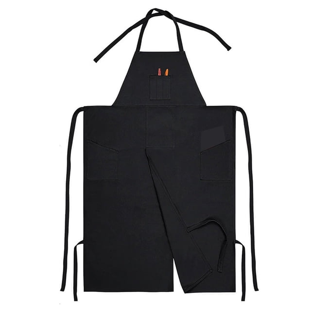 Naiovety Delantal de pierna dividida, delantal de cerámica, de bolsillo, impermeable, apto para máquina. Para entusiastas del trabajo en Cubiertas para muebles de jardín Negro
