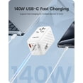 thumbnail image 3 of Adaptador de viaje LENCENT 140 W GaN universal con 4 USB y AC, 3 of 7