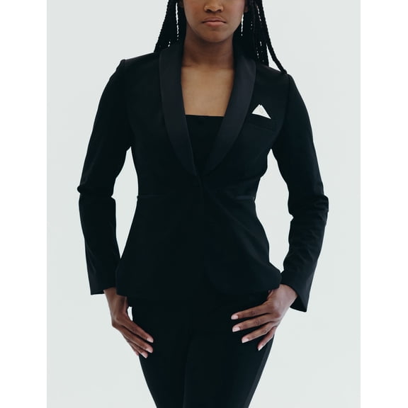 Mrs Momma Bear Long-Sleeve Button-up Athleisure Tuxedo Black, Look at Me Blazer (Women's)