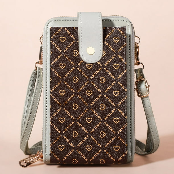 Bolso cruzado con pantalla táctil - Mini cartera de cuero para móvil con ranuras para tarjetas de crédito y ventana transparente