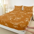 thumbnail image 3 of jejeloiu Cartoon Dinosaur Full Size Sheets,Ancient Animal Bed Sheets,Orange White Sheet Sets For Boys Kids,Super Cozy Room Decor,4 Pieces, 3 of 7