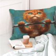 thumbnail image 4 of Fotbe Strong Kitten Lifting Weights Funda de Almohada Decorativa Estilo Occidental, Lujo en Algodón, Fundas para Almohadas King, Cojín Estampado para Decoración del Hogar-16"x24", 4 of 6