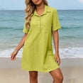 thumbnail image 6 of Guieoi Womens Dresses Plus Size Spring Summer Dresses for Women 2026 Casual Lapel-Collar Long Shirt Dress Yellow XXXXL, 6 of 7