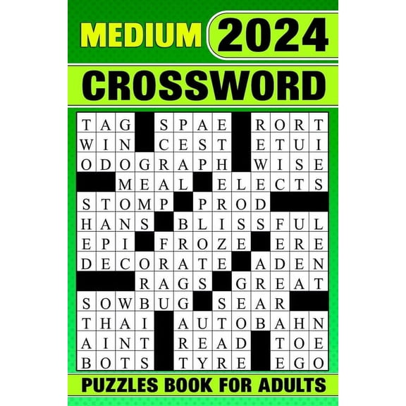 2024 Medium Crossword Puzzles Book For Adults: Challenging & Relaxing 84 Puzzles With Solutions (Paperback)