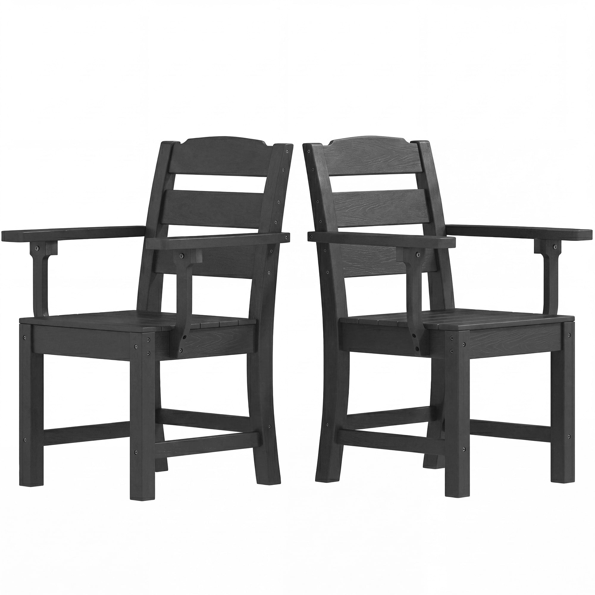 Uforic 2 Pack Outdoor Dining Chairs, All-Weather Heavy Duty HIPS Patio Chairs, 385 LBS Load Bearing, 22.8"W x 17.3"D x 34.1"H, Modern Garden Furniture, Black
