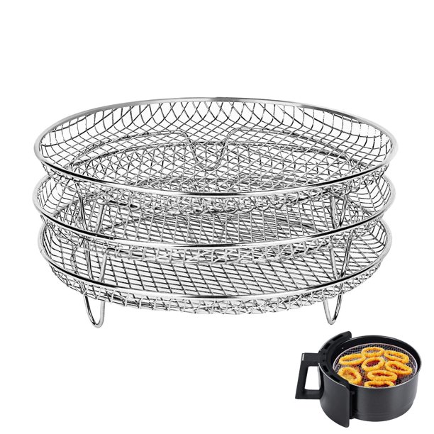 Holocky Air Fryer Baskets 8 inch Stackable Air Fry Crisper Basket 304