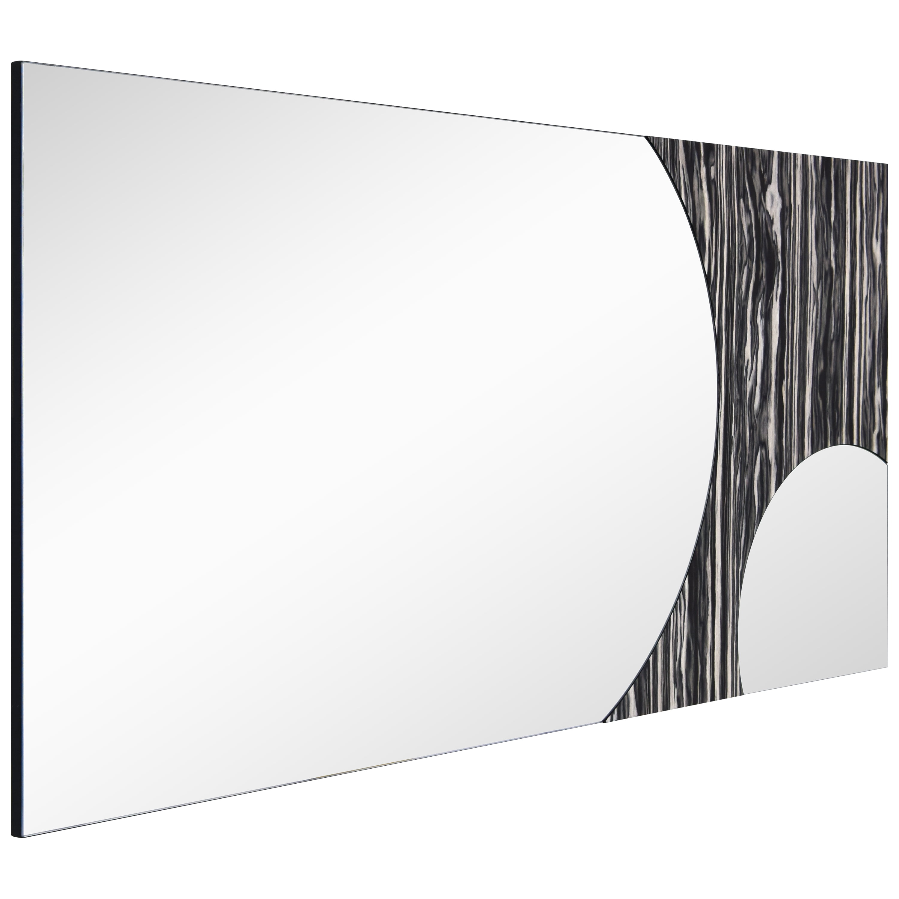 "Eclipse Harmony Wall Mirror", 57"x28" Rectangular Mirror with Exotica Stained Veneer Accents
