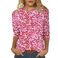 thumbnail image 1 of Penkiiy Chemises de la Saint-Valentin pour Femmes Décontractées Manches 3/4 Col Rond Blouses Imprimé Mignon Tuniques Tops 2025 2TG Multicolore, 1 of 5