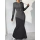 thumbnail image 5 of Conjuntos de 2 piezas, abrigo y vestido para mujer, cuello redondo, vestido largo maxi, moda, manga larga, noche, damas, fiesta callejera, vestidos otoño invierno, 5 of 5