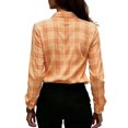 thumbnail image 5 of Women Lapel Button Long Sleeve Plaid Shirt Top, 5 of 5