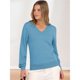 thumbnail image 5 of Suéter de Larga con Cuello en V para Mujer, Estilo Casual Clásico de Otoño, Suave y Holgado, Básico, Tipo Jersey Azul Tranquilo M, 5 of 10