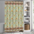 thumbnail image 6 of Vintage Boho Floral Long Shower Curtain Set, Waterproof Shower Curtains for Bathroom, Ethnic Tribe Abstract Art Flowers Washable Fabric Bath Curtain for Bathtub Decoration with Hooks 72x84 Inches, 6 of 9