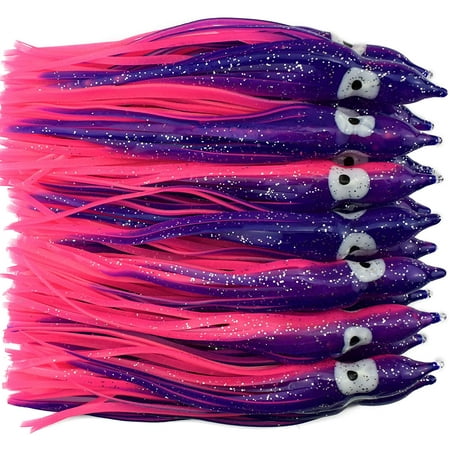 Squid Skirts Trolling Fishing Lures Soft Octopus Baits for Saltwater Fishing Orange & Yellow 6in/15CM (10pcs)