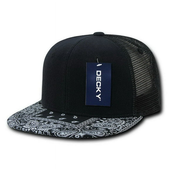 Decky 1083 Bandanna Trucker Caps, Black/Black