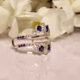 thumbnail image 2 of 1.52Ct White & Blue Sapphire Ring Guard – Engagement Ring Jacket Wrap Enhancer, September Birthstone Bridal Band, 2 of 4