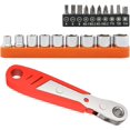 thumbnail image 1 of Mini Ratchet Wrench Screwdriver Bit Set, 1/4 Ultra Low Profile Micro Socket Set with 90 Degree Mini Offset Reversible Drive Handle & Multi Hex Bits, 1 of 6
