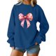 thumbnail image 2 of Xuyuer Valentine's Day Women's Bow Lover Heart Print Round Neck Loose Hoodie Long Sleeve Top, Cute Casual Pullover for Valentine's Day Gifts, Date Nights and Everyday Cozy Wear, 2 of 5