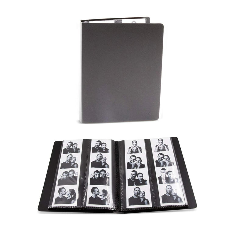 Photo Booth Frames Photo Booth Album for 2x6 In Photo Strips, 12 Pages, 48  Photos, 1 Pack, Black 