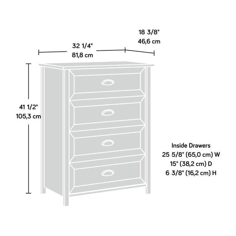 Sauder County Line 4 Drawer Chest, Soft White Finish