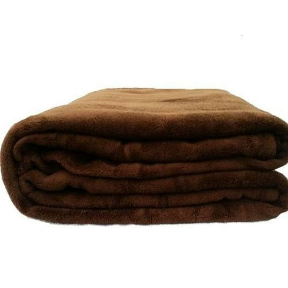 Empire Home Brown Solid Coral Fleece Throw, 60" x 80"