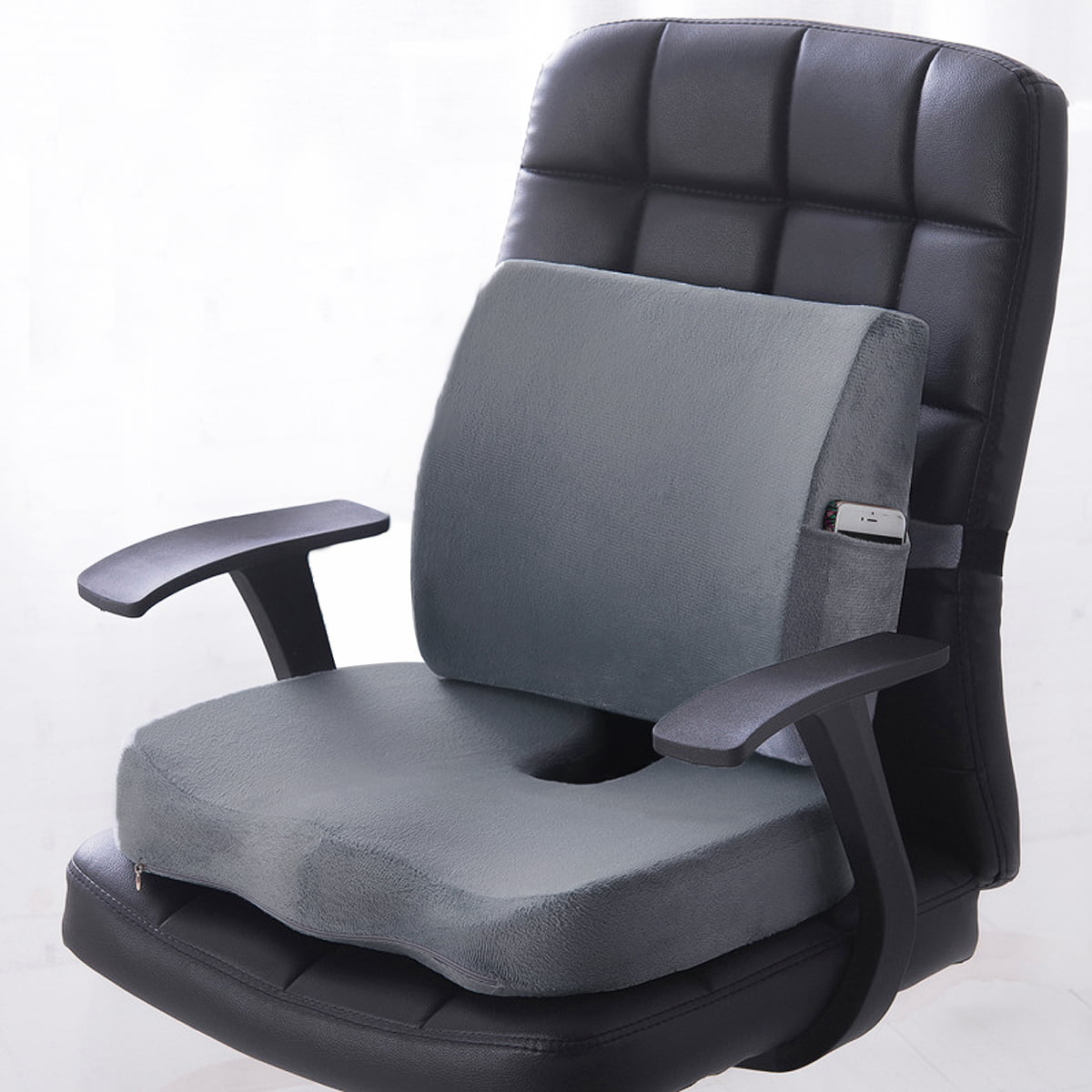Premium Memory Foam Seat Cushion Lumbar Back Support Orthoped Home Car Office Chair Seat Pad Mat Pain Stress Relief Walmart Com Walmart Com