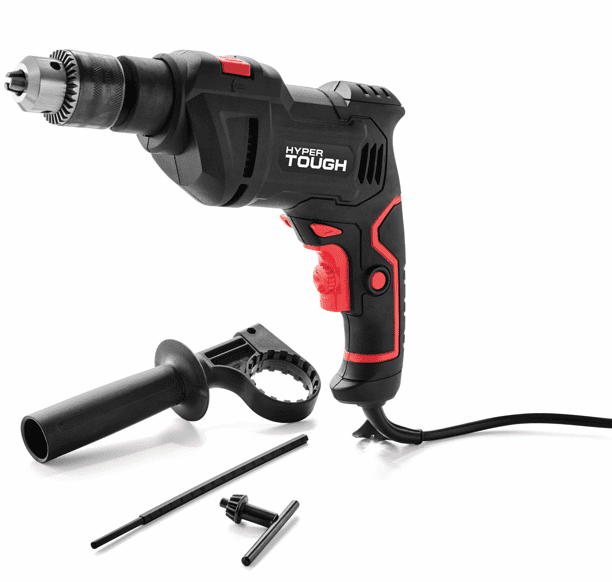 Hyper Tough 6-Amp 1/2-inch Corded Hammer Drill, Keyed Chuck, 120 Volt, 0~3000/min, Model Number TD6HD