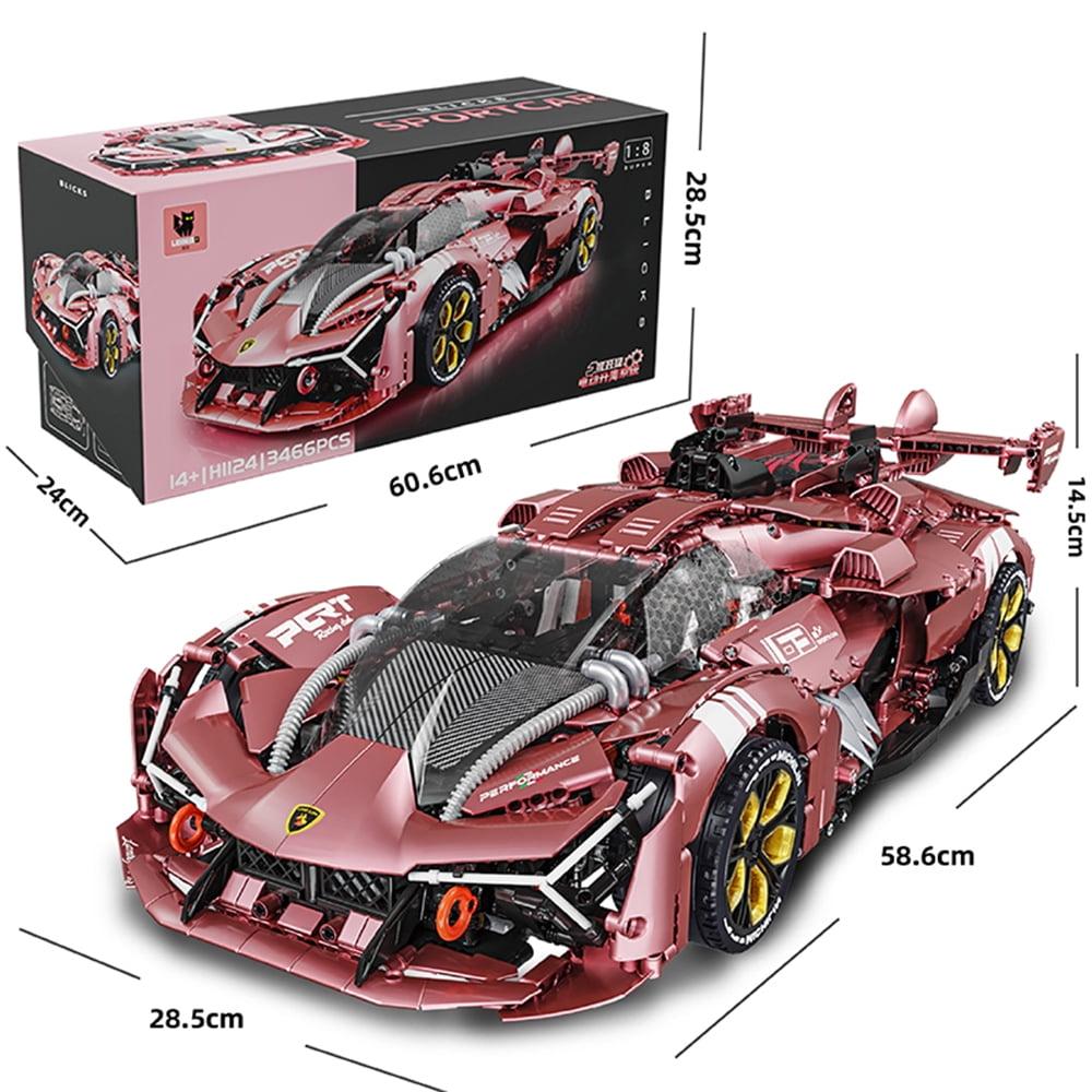 Q0Q Supercar Building Set - STEM Toy with Mechanical Structure, 2WD/4WD, Static Version no Power, 1:8 Scale，Gift for 8+ Car Enthusiasts(3466Pcs)