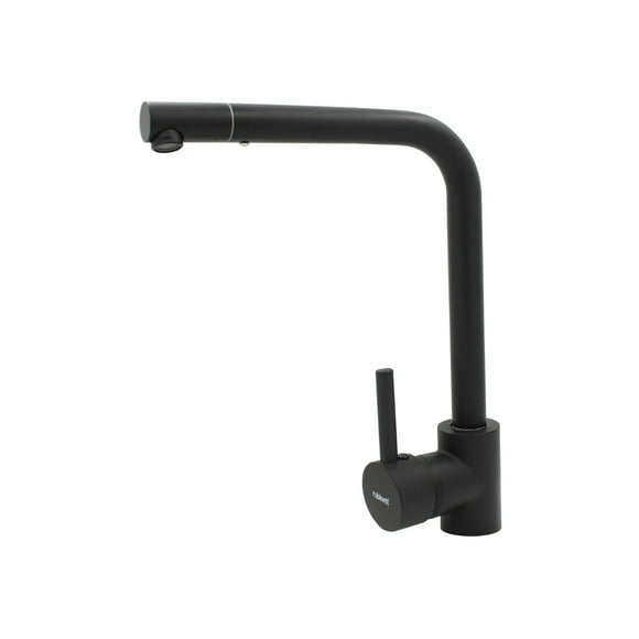 Monomando Para Fregadero Rubinett Cuello Angular Acero Negro Mate