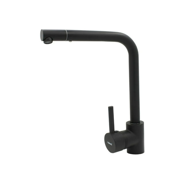 Monomando Para Fregadero Rubinett Cuello Angular Acero Negro Mate