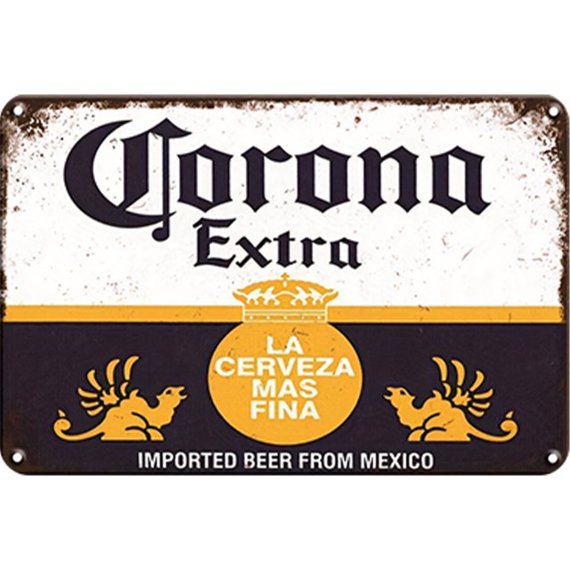 Placa de Metal Vintage de hierro Corona cerveza pintura Rectangular decoración de pared y Bar 30x20cm Wdftyju
