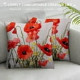 thumbnail image 3 of TIAOTIAOHOU Spring Pillow Decorative Throw Pillow Cover, Poppy Flowers Red Beautiful Bloom Blossom Double Sided Square Pillow Case Pillowcase Sofa Cushion, 3 of 5