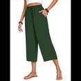 thumbnail image 2 of Pantalones Cortos para Mujer, Informales, con Cordón y Bolsillos, Holgados, de Cintura Alta y Pierna . Verde S, 2 of 6