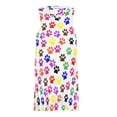 thumbnail image 3 of Colorful Paw Print Spring Summer Dresses for Women Fashion T-shirt Dress Casual Sleeveless Loose Sundress with Pockets, 3 of 5