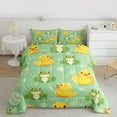 thumbnail image 2 of Manfei Cute Cartoon Duck Full Size Comforter Sets,Kawaii Frog Bedding Comforter Set,Yellow Green Bedding Sets For Girl Boy,Super Cozy Room Decor Reversible,3pcs, 2 of 8