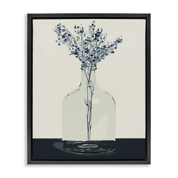 Stupell Industries Wildflowers in Glass Vase Plants & Flowers Painting Black Floater Framed Canvas Art Print Wall Art, 17 x 21