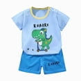 thumbnail image 1 of COMVALUE Toddler T-shirts Shorts 2 Pcs Short Set Summer Clothes Outfit (Sky Blue, 7-8 Years), 1 of 4