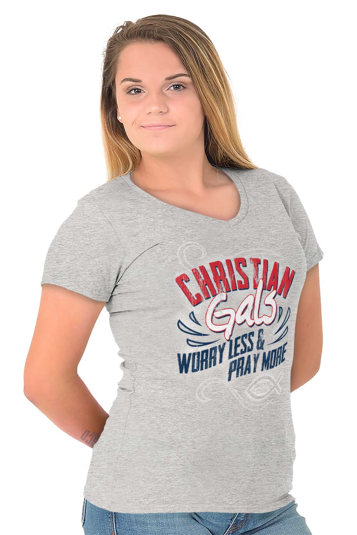 Jesus Strong Religious Cross Faith Mens Graphic V-Neck t-Shirt T-Shirt Men Women 