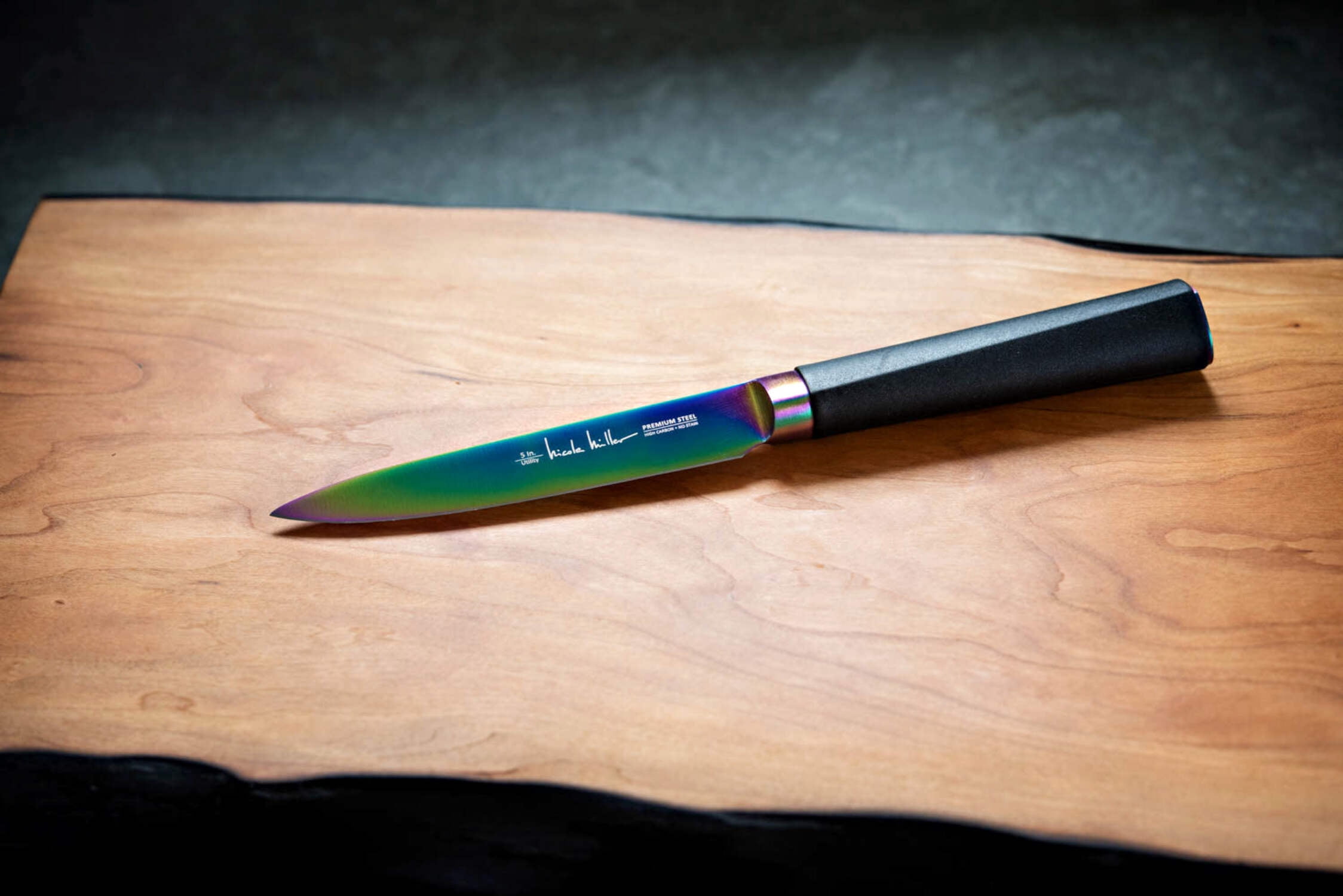 Nicole Miller Cutlery Knife Set - 5-Piece Rainbow Knife Set with Acrylic Stand