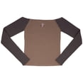 thumbnail image 4 of MUDD Junior's Long Sleeve Off the Shoulder Top - Graphic Print, Rhinestone Embellished T-Shirt for Women, Sizes S-XL, 4 of 6
