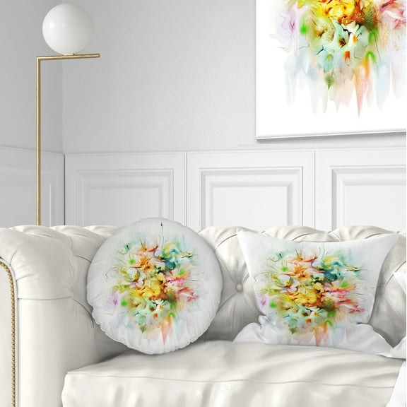 Designart Yellow Watercolor Flowers - Floral Throw Pillow - 12x20