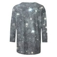 thumbnail image 7 of JTZGDY Women's 3/4 Length Sleeve Tops Dressy Casual Ruched Pleated Blouses Cute Floral Printed Crewneck Graphic T-Shirts Loose Curved Hem Tunic Fall Outfit Tshirts Clothes Dark Gray L, 7 of 7