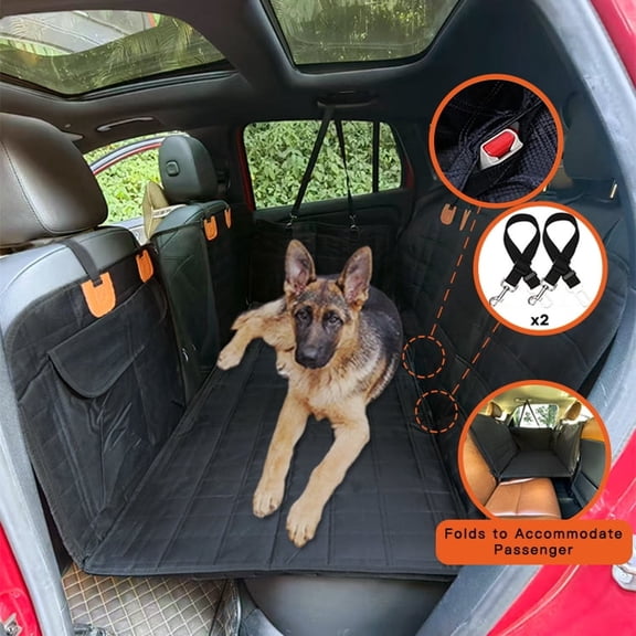 Dog Car Seat Cover for Back Seat, Back Seat Extender for Dogs with Hard Bottom , Scratchproof Hammock Design, Comfortable Travel for Dogs and Cats, Fits Cars SUVs